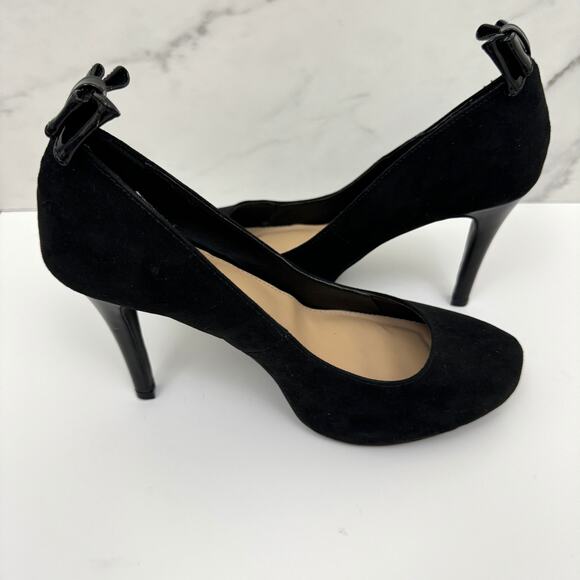 Torrid Womens Vegan Suede Pump Heels Size 8.5 Wide Dressy Bow Black - Picture 5 of 11